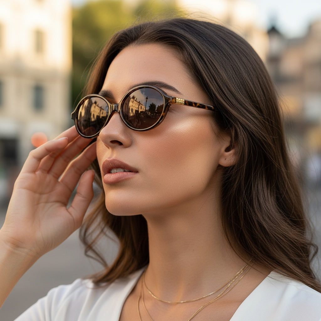 Retro Oval Tortoise Sunglasses for Women